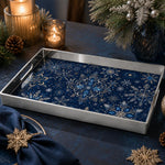 Silver Blue Christmas Serving Tray – Snowflake Filigree - MintiHome