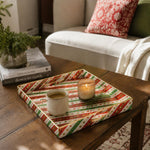 Christmas Plaid & Santa Plastic Tray – Striped Serving Platter - MintiHome