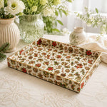 Christmas Vintage Poinsettia Serving Tray - Cream Holly - MintiHome