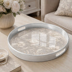 Grey Silver Gold Damask Baroque Wedding Plastic Serving Tray - MintiHome