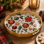 Poinsettia Ornament Gingerbread Plastic Serving Tray - MintiHome