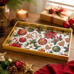 Poinsettia Ornament Gingerbread Plastic Serving Tray - MintiHome