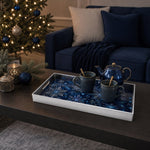 Silver Blue Christmas Serving Tray – Sparkle Snowflake - MintiHome