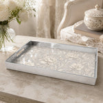 Grey Silver Gold Damask Baroque Wedding Plastic Serving Tray - MintiHome