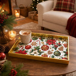 Poinsettia Ornament Gingerbread Plastic Serving Tray - MintiHome