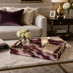 Daily Decorative Plastic Serving Tray – Burgundy Gold Fluid Marble - MintiHome