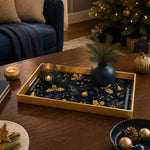 Christmas Calligraphy Gold Plastic Serving Tray - Star Motif - MintiHome