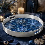 Silver Blue Christmas Serving Tray – Sparkle Snowflake - MintiHome