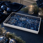 Silver Blue Christmas Serving Tray – Sparkle Snowflake - MintiHome