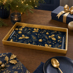 Christmas Calligraphy Gold Plastic Serving Tray - Star Motif - MintiHome