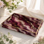 Daily Decorative Plastic Serving Tray – Burgundy Gold Fluid Marble - MintiHome