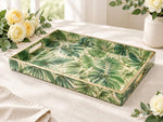 Daily Decorative Plastic Serving Tray – Golden Crackle Tropical Leaf - MintiHome