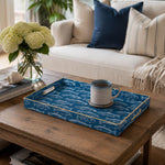 Ocean Deep Blue Plastic Serving Tray - Turtle Abstract - MintiHome
