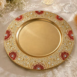 Boho Mandala Wedding Decorative Plastic Plate – Burgundy Gold full-print plastic serving tray shown in a product view.