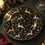 Christmas Decorative Charger Plate – Sweater Reindeer Stars decorative charger plate on a styled table.