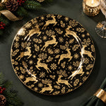 Christmas Decorative Charger Plate – Grand Gold Reindeer decorative charger plate on a styled table.