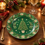 Daily Decorative Charger Plate – Tree Holly Border decorative charger plate on a styled table.
