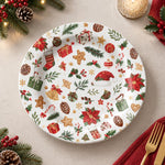 Christmas Decorative Charger Plate – Candy Cane Baubles decorative charger plate on a styled table.