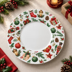 Christmas Decorative Charger Plate – Garland Ring Wreath decorative charger plate on a styled table.