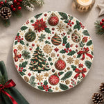 Christmas Decorative Charger Plate – Tree Bauble Field decorative charger plate on a styled table.