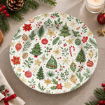 Christmas Decorative Charger Plate – Golden Line Trees decorative charger plate on a styled table.