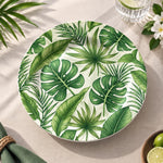 Daily Decorative Charger Plate – Green Leaf Field Allover decorative charger plate on a styled table.
