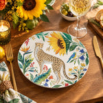 Daily Decorative Charger Plate – Leopard Sunflower decorative charger plate on a styled table.