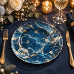 Daily Decorative Charger Plate – Navy Marble Gold Vein decorative charger plate on a styled table.