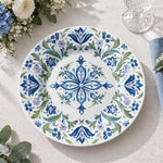 Daily Decorative Charger Plate – Blue White Medallion Tile decorative charger plate on a styled table.
