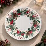 Christmas Decorative Charger Plate – Berry Holly Ring decorative charger plate on a styled table.