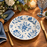 Daily Decorative Charger Plate – Blue Sprig Delft Tile decorative charger plate on a styled table.