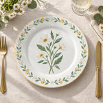 Daily Decorative Charger Plate – Sprig Yellow Bloom decorative charger plate on a styled table.