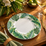 Daily Decorative Charger Plate – Palm Frond on White decorative charger plate on a styled table.