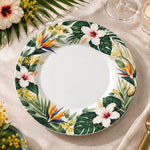 Daily Decorative Charger Plate – Green Leaves White Orange decorative charger plate on a styled table.