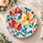 Daily Decorative Charger Plate – Folk Bloom Medley decorative charger plate on a styled table.