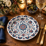 Ramadan Decorative Charger Plate – Blue Red Medallion decorative charger plate on a styled table.