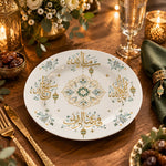 Ramadan Decorative Charger Plate – Gold Arabesque Script decorative charger plate on a styled table.