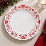 Valentine's Day Decorative Charger Plate – Heart Scatter Border decorative charger plate on a styled table.
