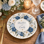 Wedding Decorative Charger Plate – Blossom Names Frame decorative charger plate on a styled table.