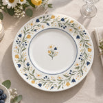 Christmas Decorative Charger Plate – Blue Sprig Border decorative charger plate on a styled table.