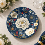 Wedding Decorative Charger Plate – Navy Rose Pink Accent decorative charger plate on a styled table.