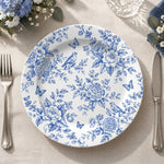 Wedding Decorative Charger Plate – Blue Toile Sprig decorative charger plate on a styled table.