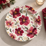 Wedding Decorative Charger Plate – Pink Red Bloom Border decorative charger plate on a styled table.