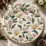 Wedding Decorative Charger Plate – Green Red Botanical decorative charger plate on a styled table.