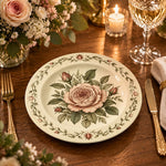 Daily Decorative Charger Plate – Rose Purple Sprig decorative charger plate on a styled table.