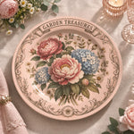 Daily Decorative Charger Plate – Garden Treasures Rose decorative charger plate on a styled table.