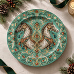 Daily Decorative Charger Plate – Teal Horse Floral decorative charger plate on a styled table.