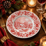 Christmas Decorative Charger Plate – Toile Sleigh Scene decorative charger plate on a styled table.