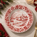 Christmas Decorative Charger Plate – Toile Village decorative charger plate on a styled table.