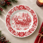 Christmas Decorative Charger Plate – Toile Deer Landscape decorative charger plate on a styled table.